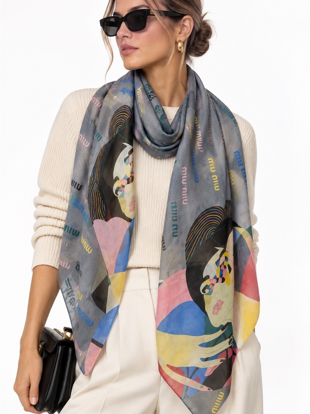 MIU MIU Multicolor Graphic Scarf